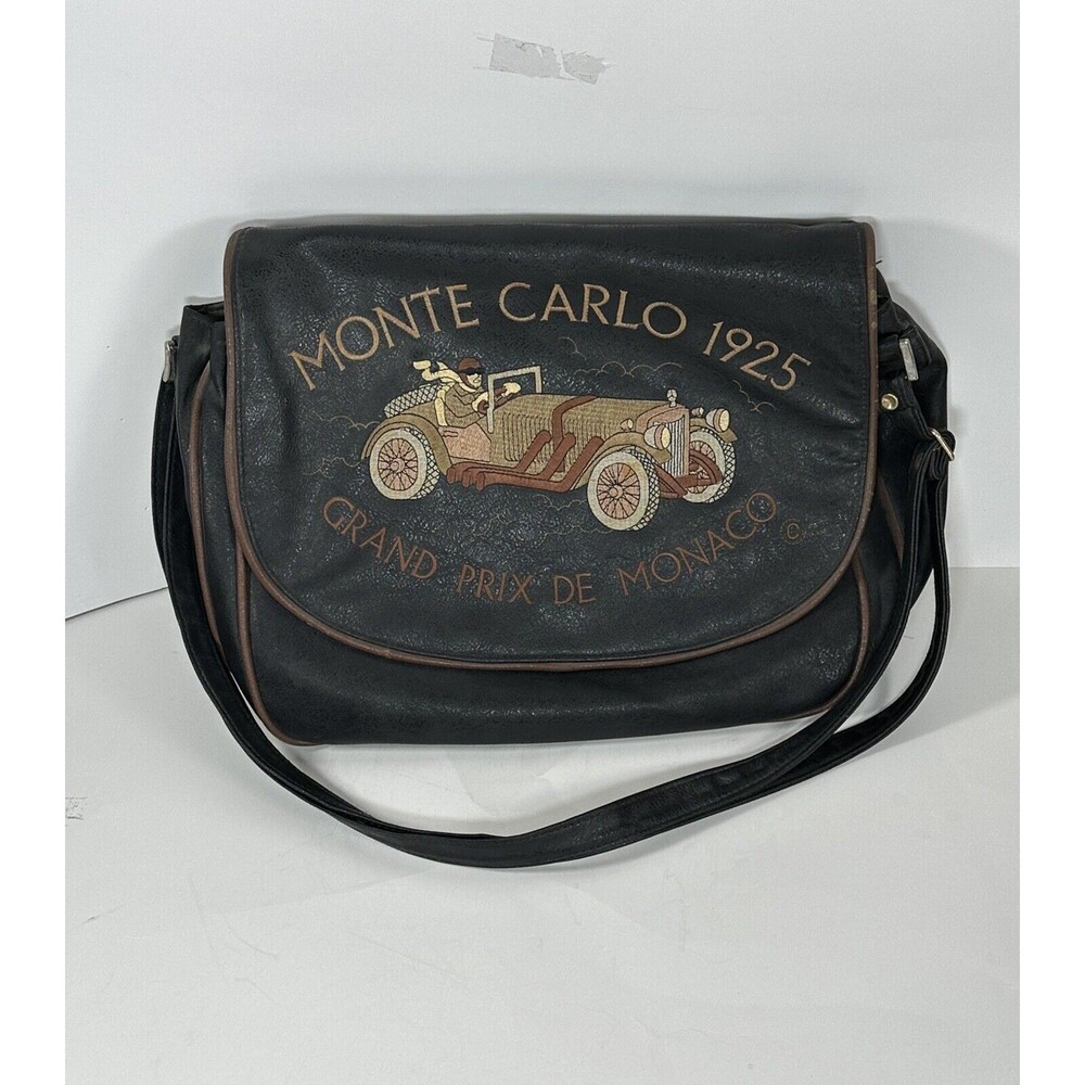 VTG Monte Carlo 1925 Grand Prix de Monaco Messenger Bag Leather 1990s Distressed
